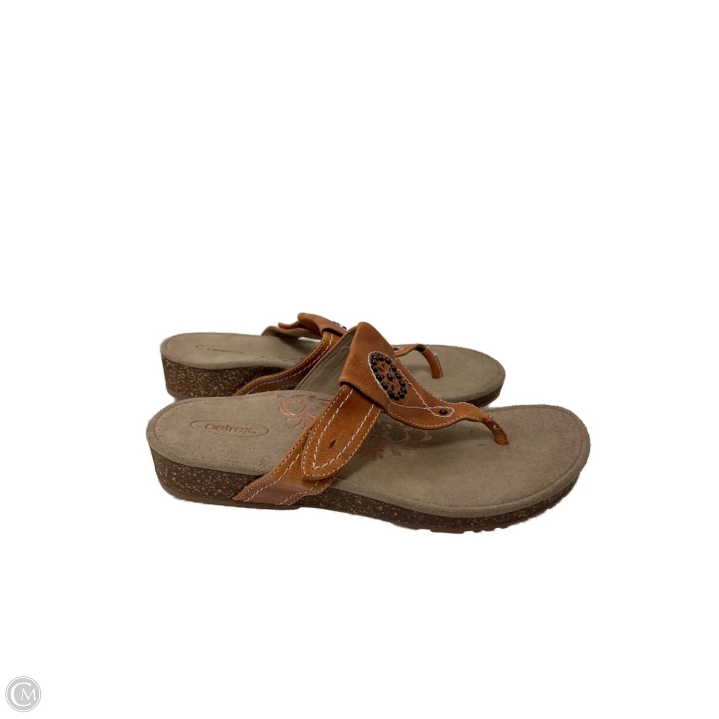 Sandals Flip Flops By Aetrex In Tan, Size: 9.5