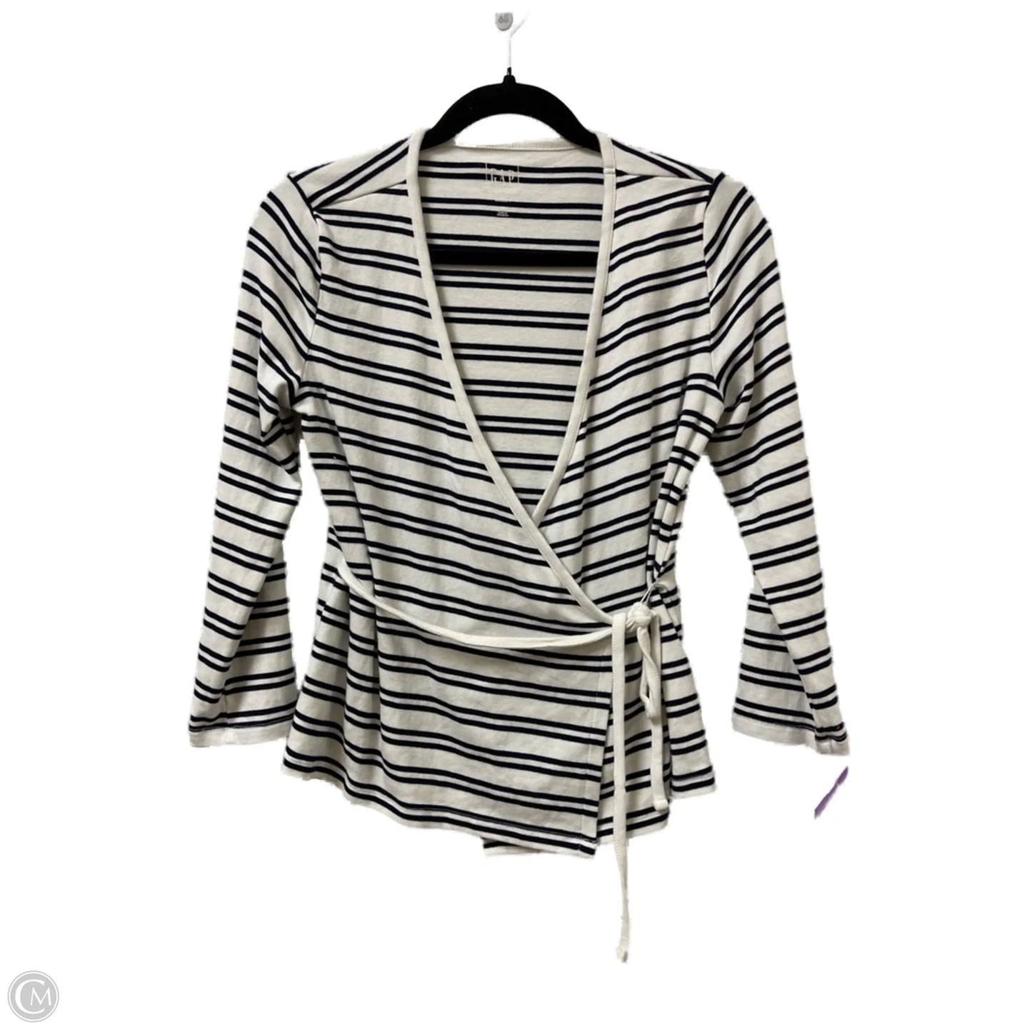 Sweater Cardigan By Gap In Blue & White, Size: M