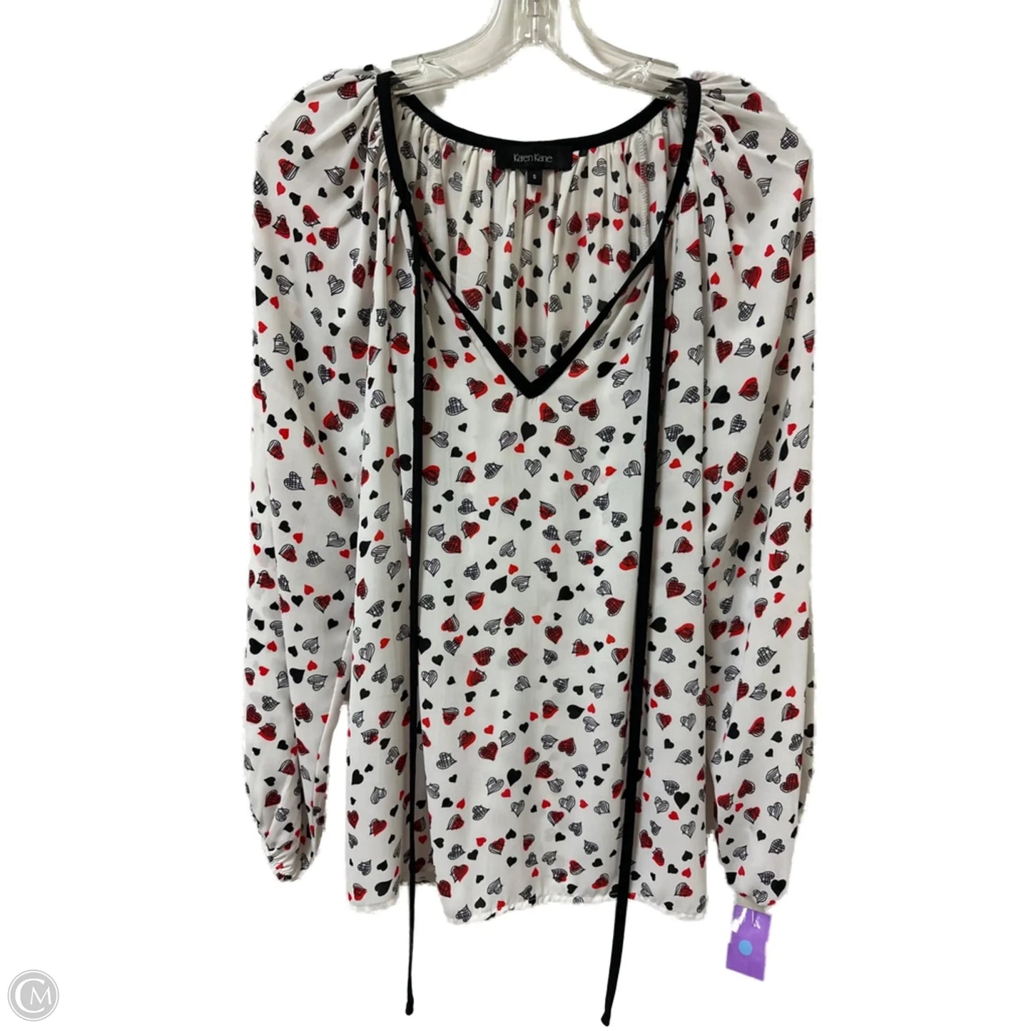 Top Long Sleeve By Karen Kane In Red & White, Size: S