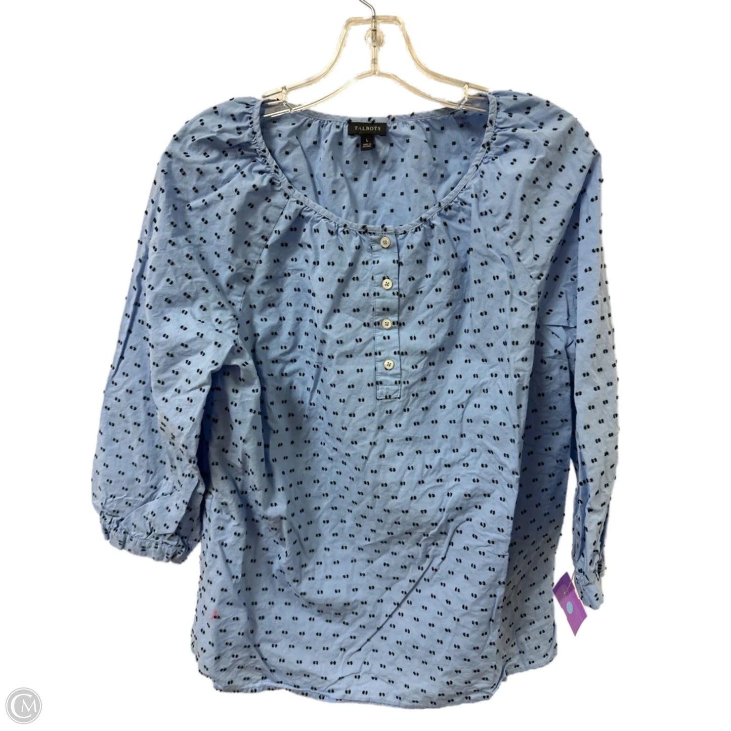 Top Long Sleeve By Talbots In Blue, Size: L