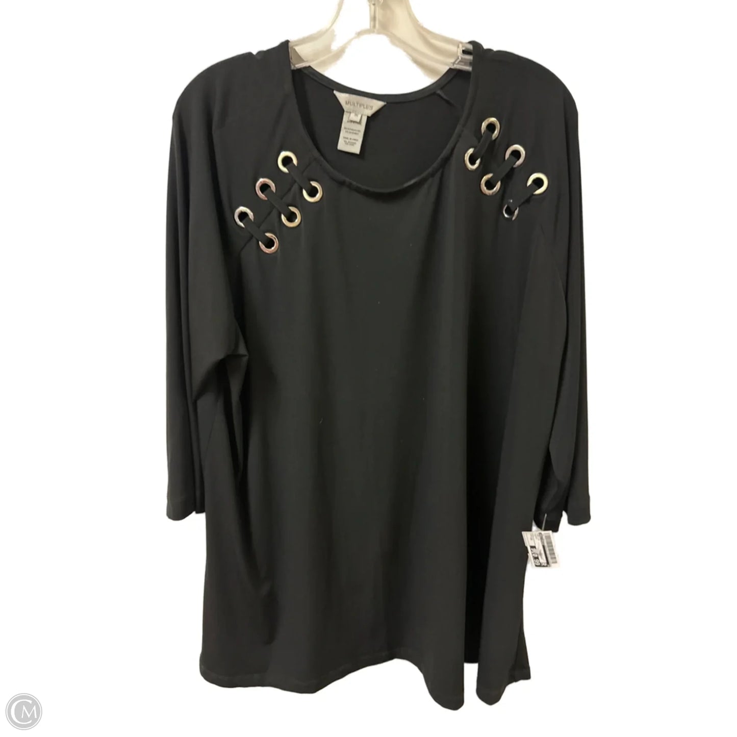 Top Long Sleeve By Multiples In Black, Size: 1x