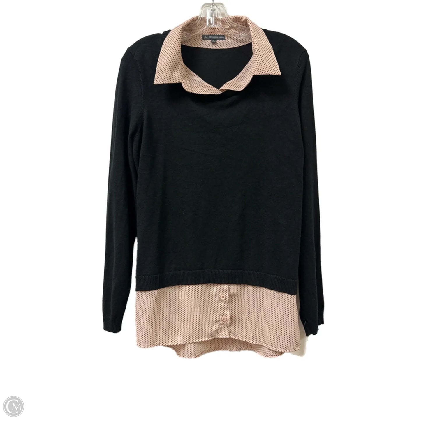 Top Long Sleeve By Adrianna Papell In Black & Pink, Size: L