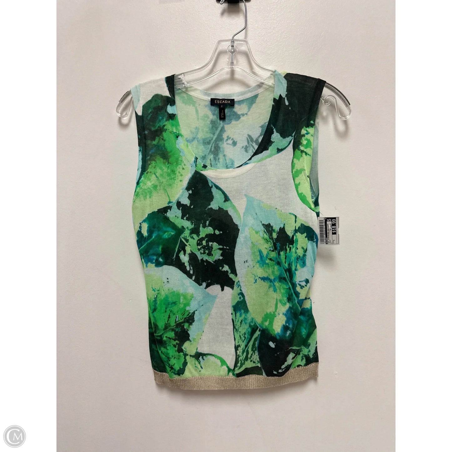 Top Sleeveless Designer By Escada In Green, Size: S
