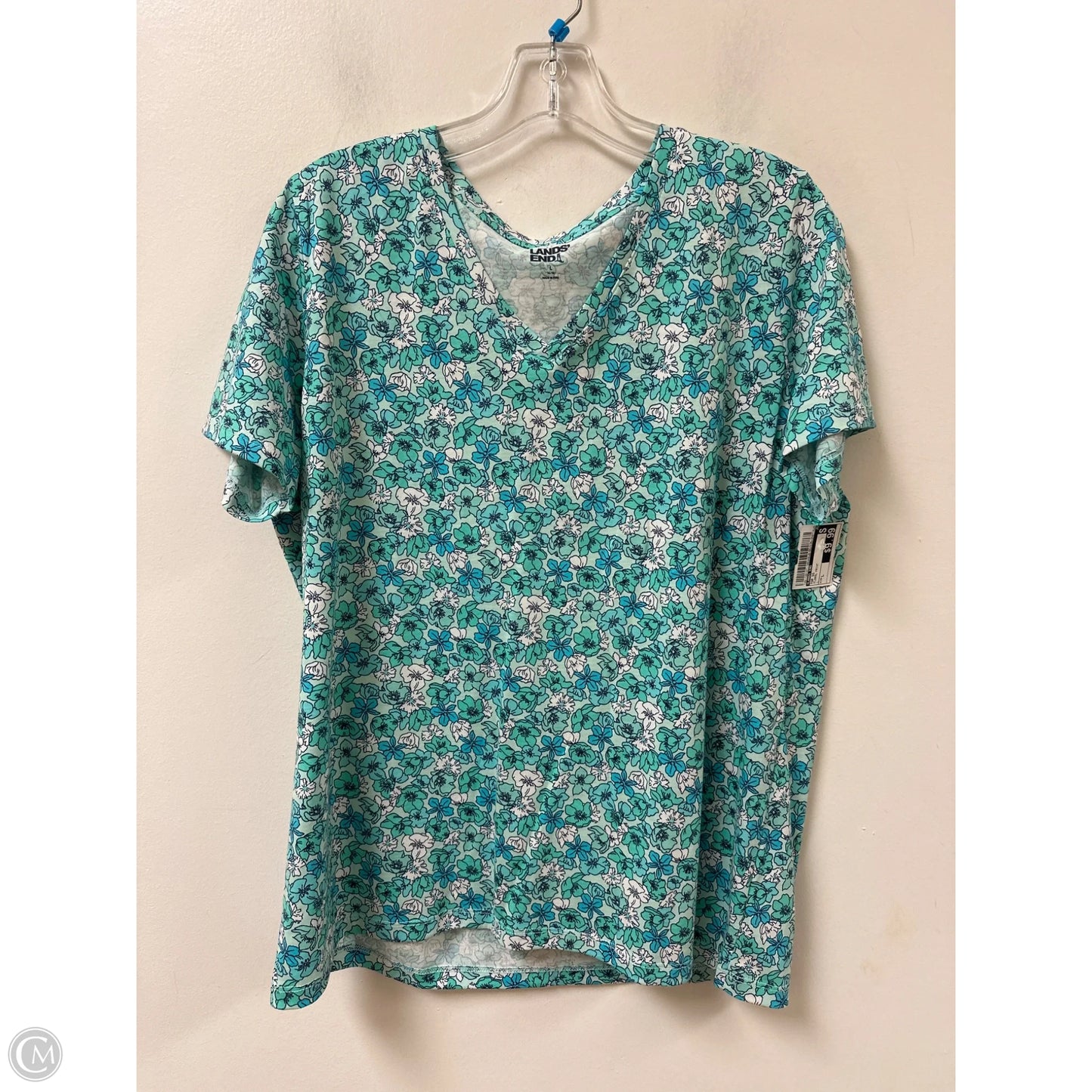Top Short Sleeve By Lands End In Floral Print, Size: L