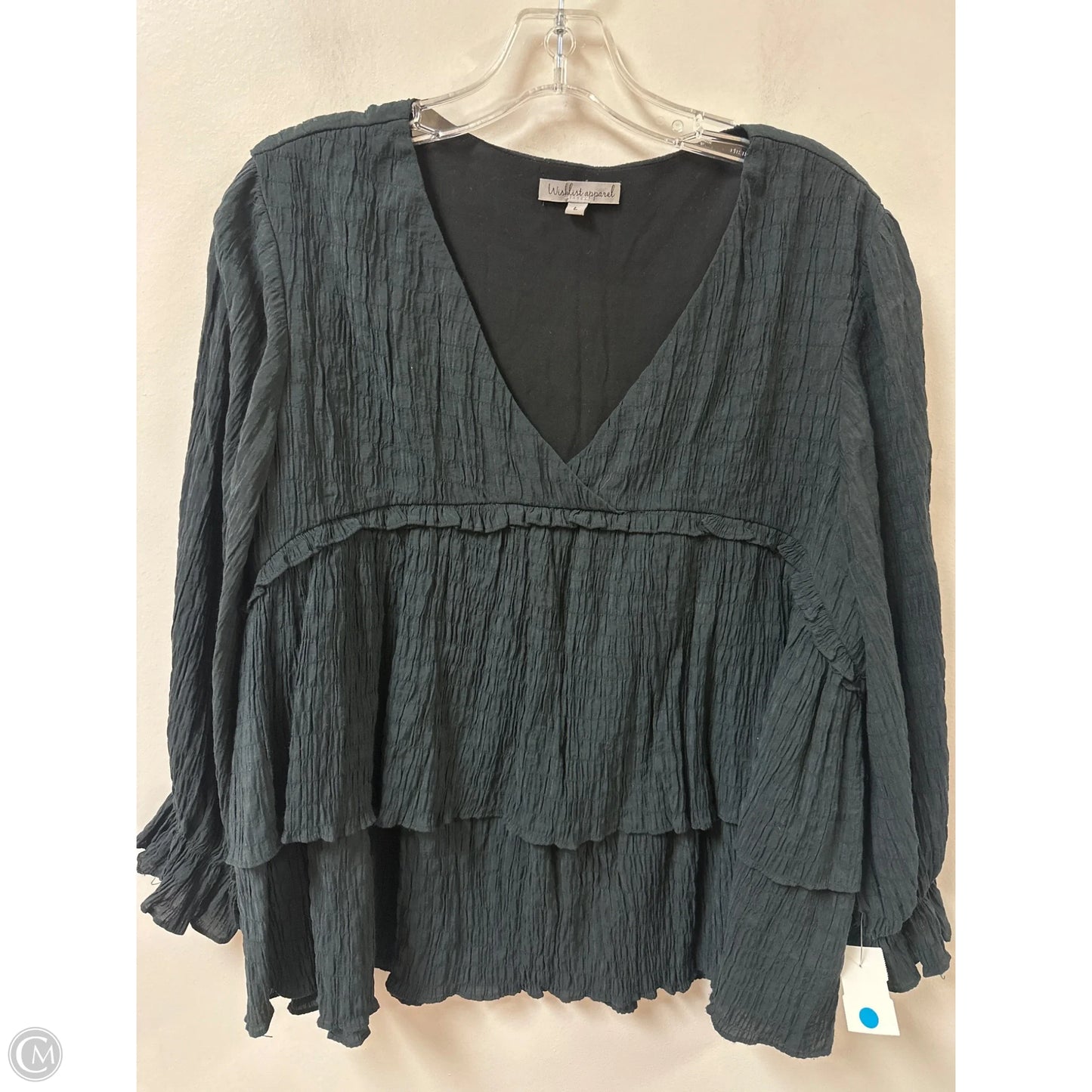 Top Long Sleeve By Wishlist In Black, Size: L