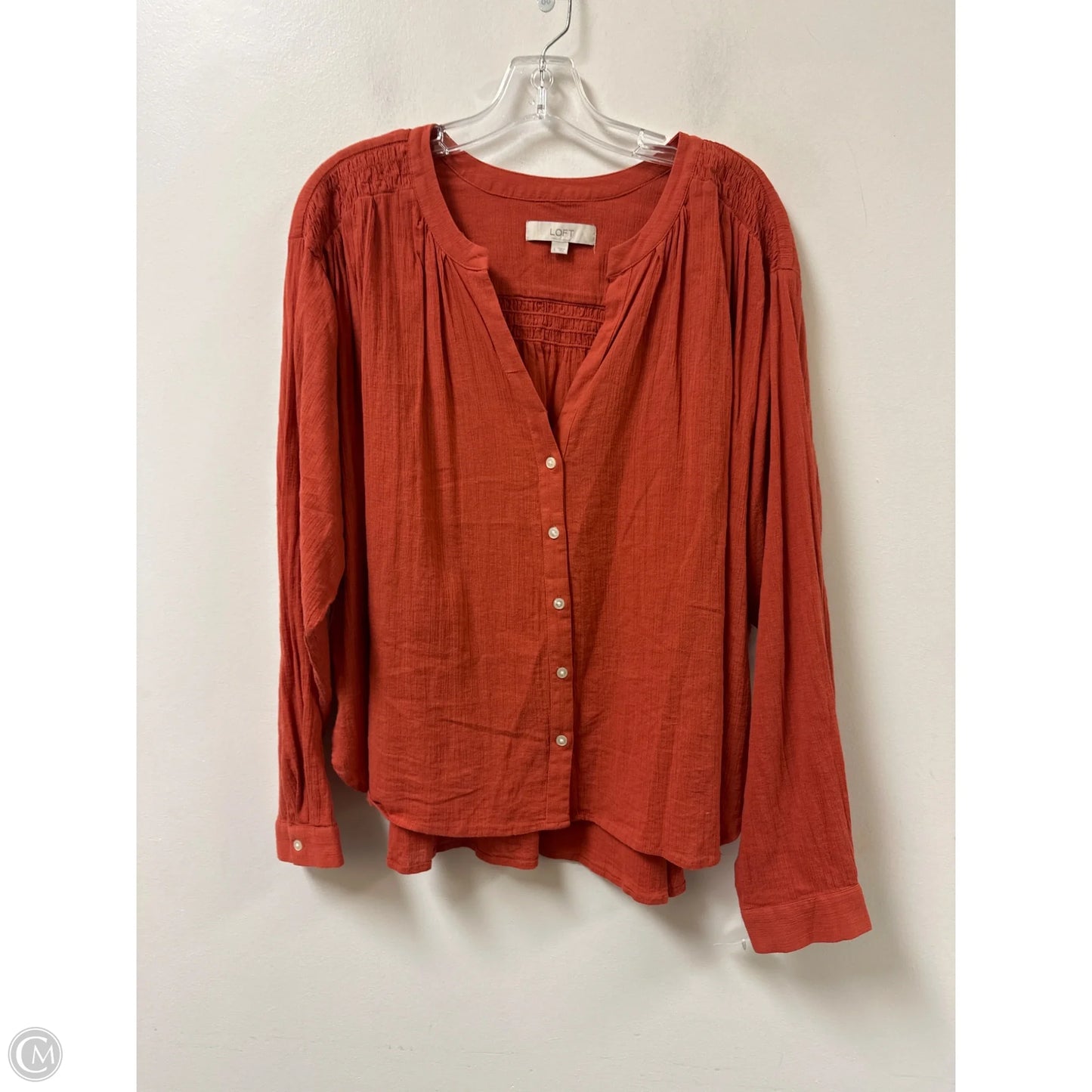 Blouse Long Sleeve By Loft In Orange, Size: L