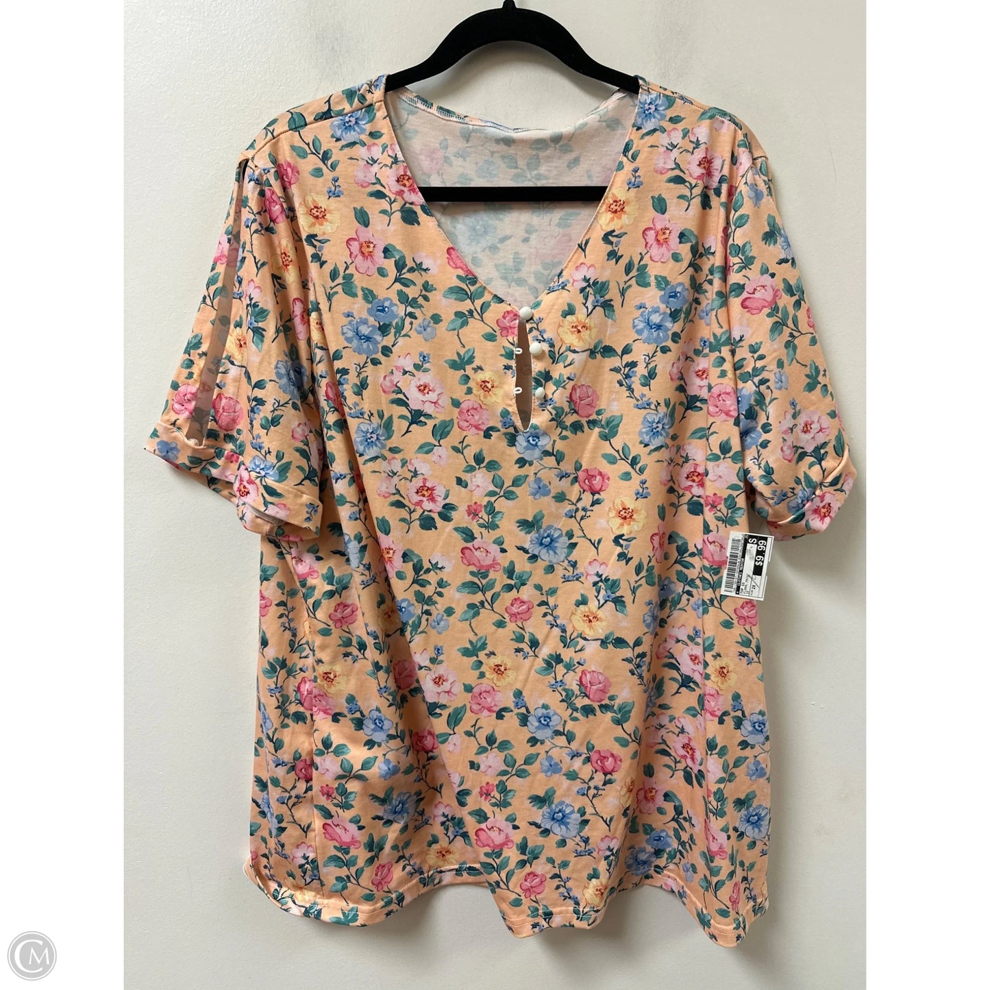Top Short Sleeve By Clothes Mentor In Floral Print, Size: 2x