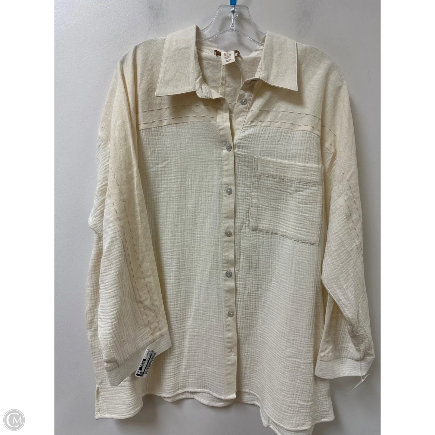 Blouse Long Sleeve By Cynthia Rowley In Cream, Size: 2x