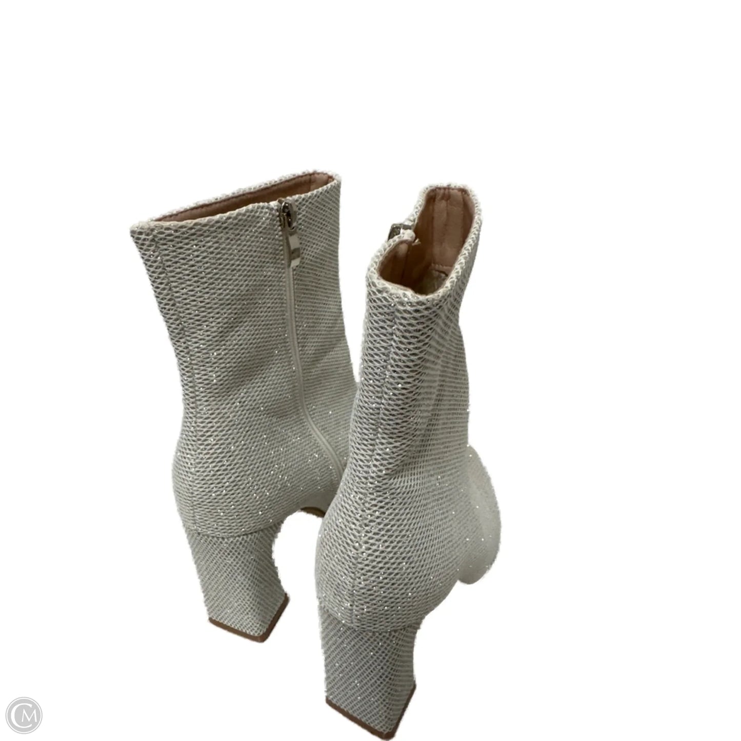 Boots Ankle Heels By Clothes Mentor In Silver, Size: 9.5