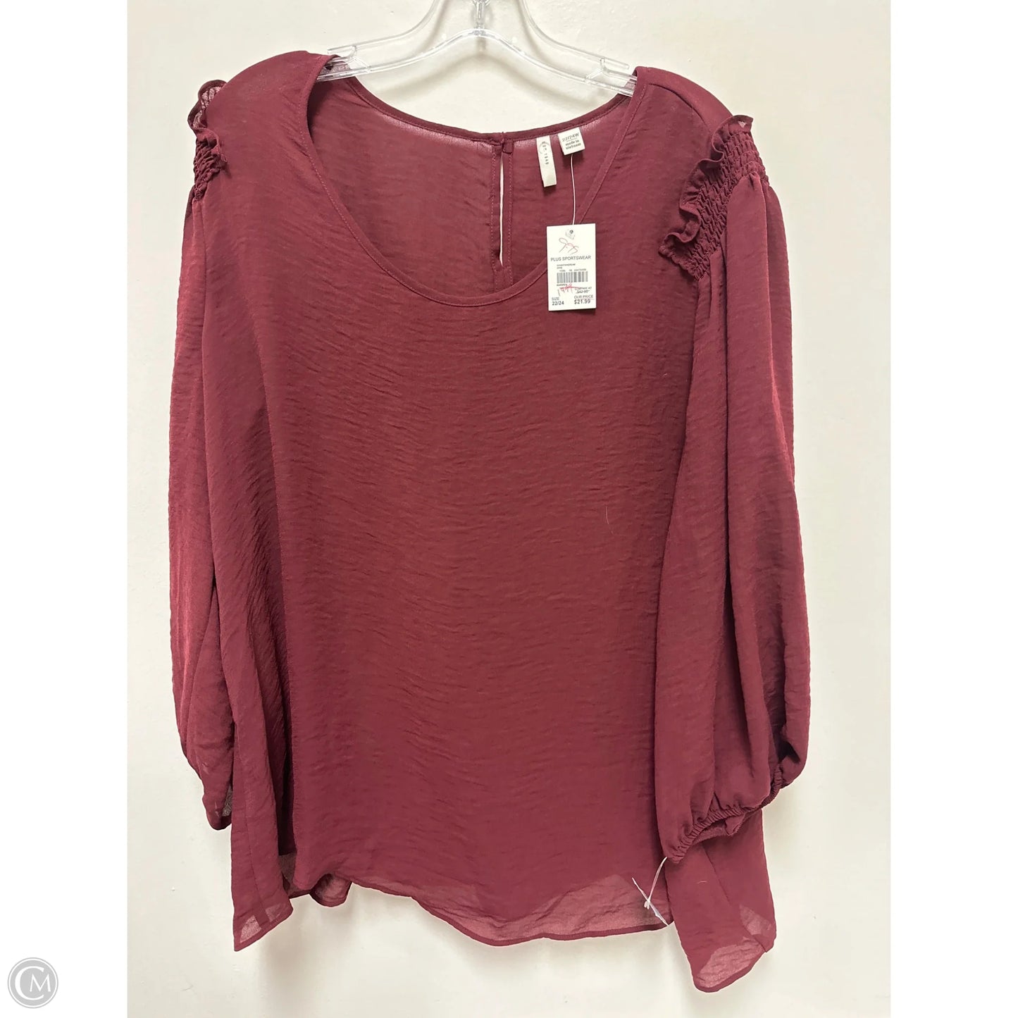 Top Long Sleeve By Cato In Red, Size: 3x