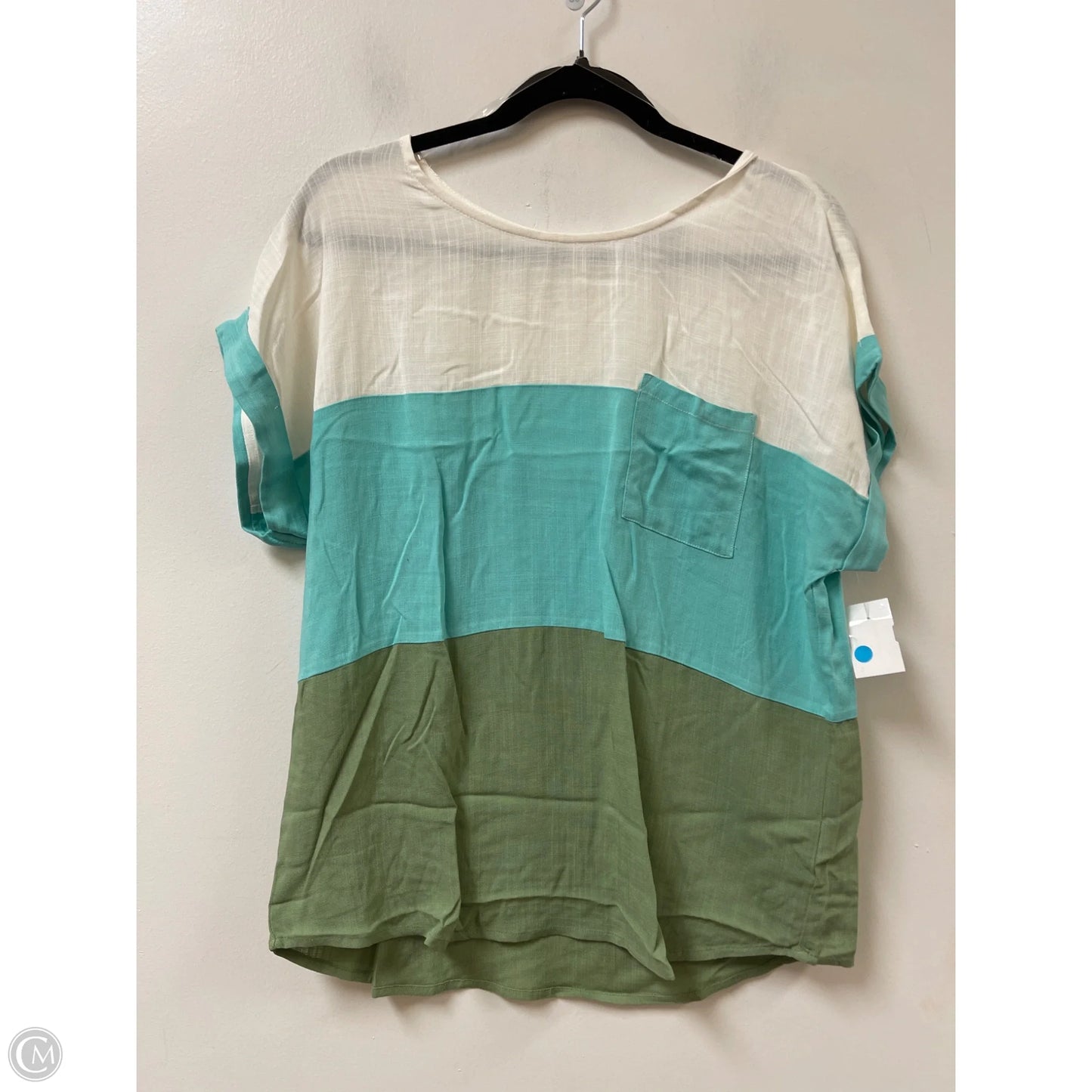 Top Short Sleeve By Staccato In Blue & Green, Size: S