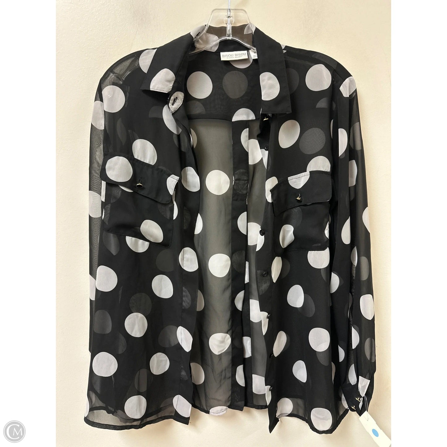 Blouse Long Sleeve By Bisou Bisou In Black, Size: M