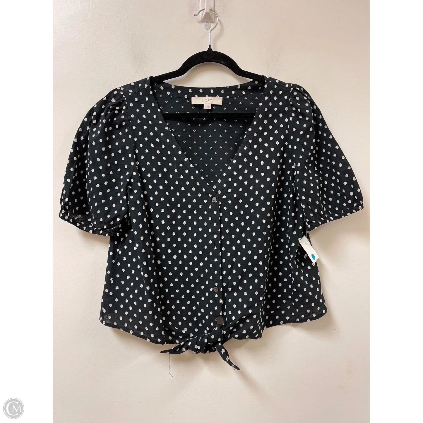 Top Short Sleeve By Loft In Black, Size: M