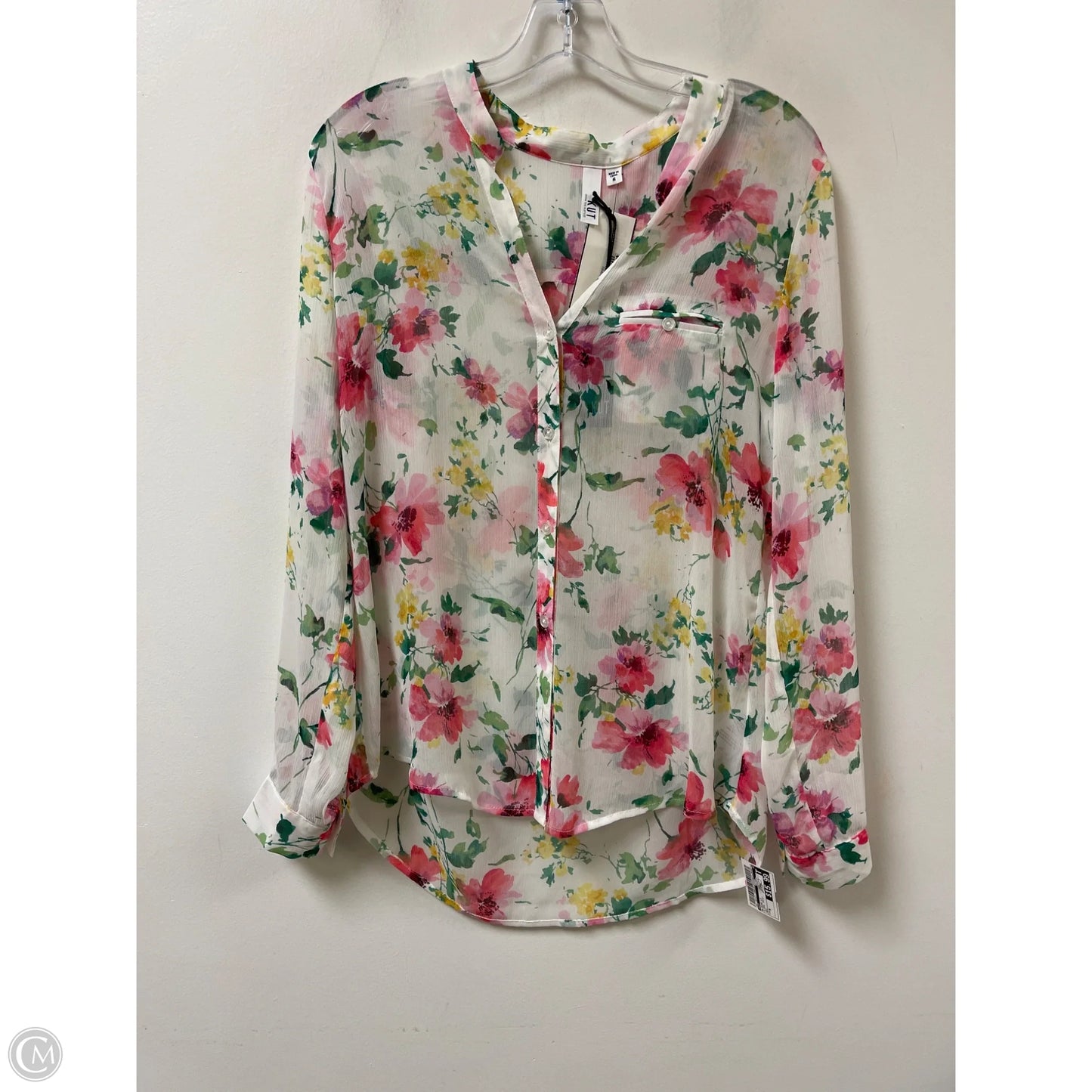 Blouse Long Sleeve By Kut In Floral Print, Size: M