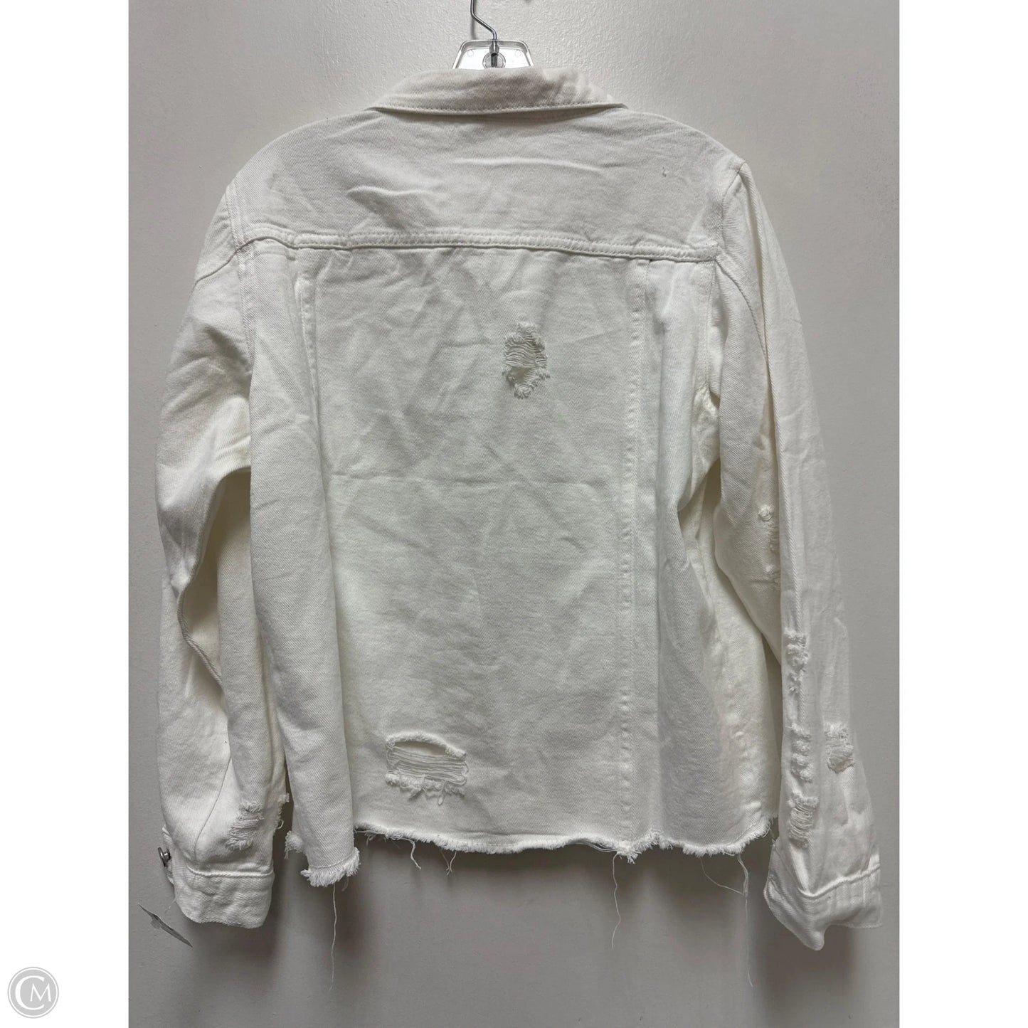 Jacket Denim By Clothes Mentor In White Denim, Size: Xl