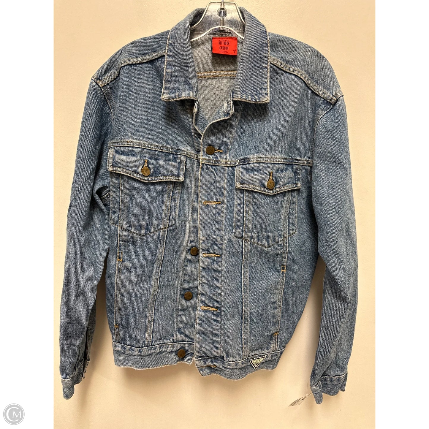 Jacket Denim By Guess In Blue Denim, Size: L