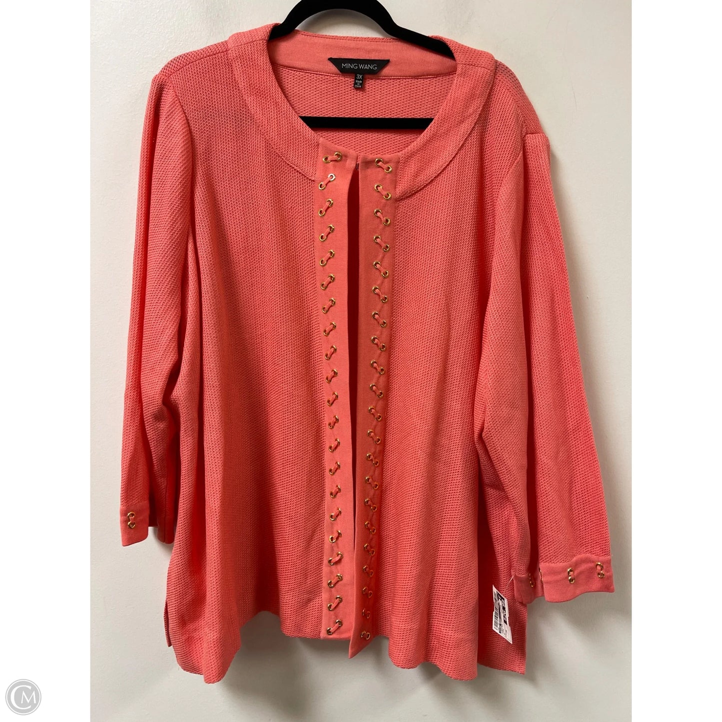 Sweater Cardigan By Ming Wang In Coral, Size: 3x