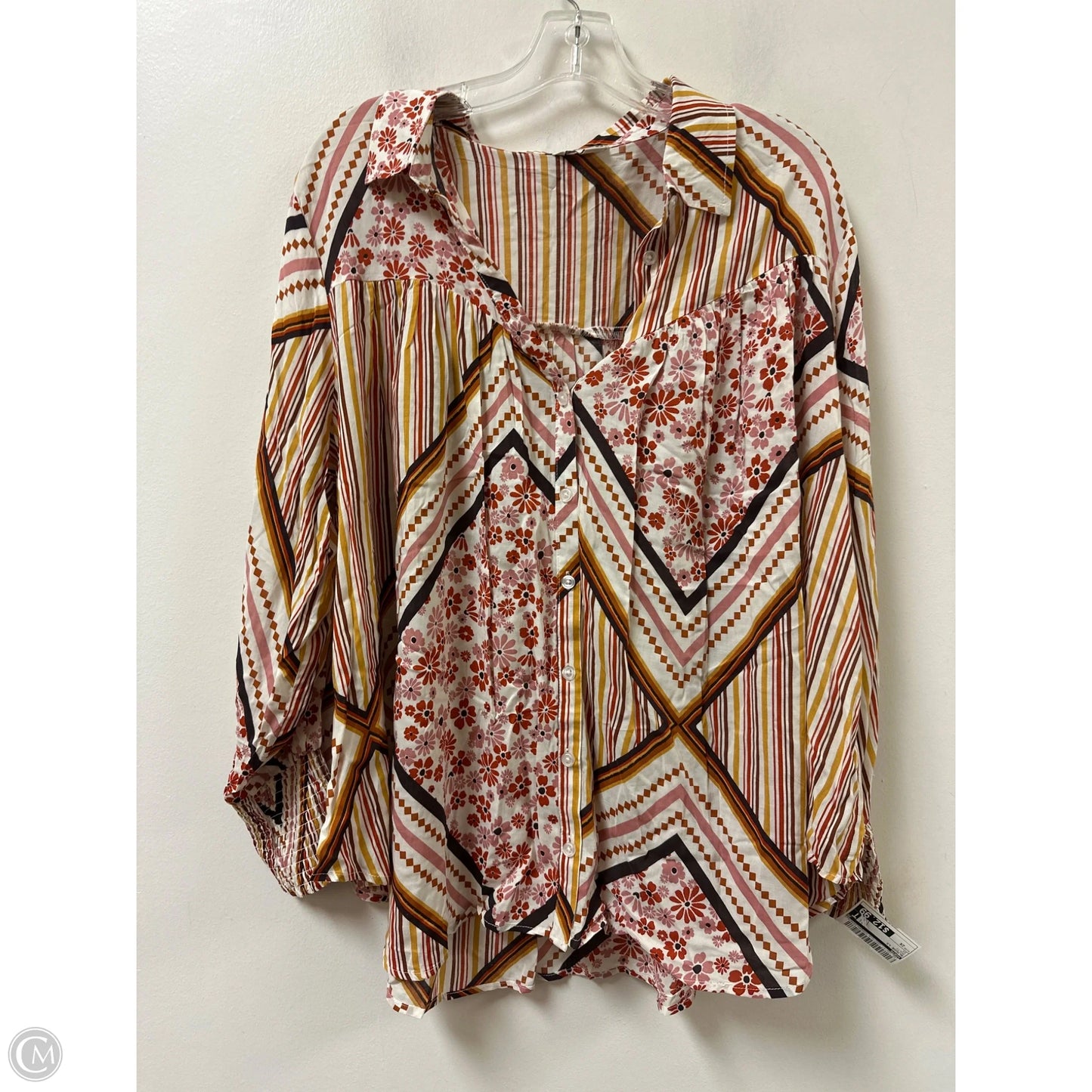 Blouse Long Sleeve By Cato In Multi-colored, Size: 2x