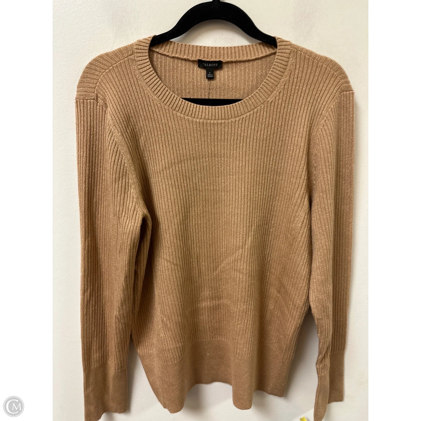 Sweater By Talbots In Gold, Size: L