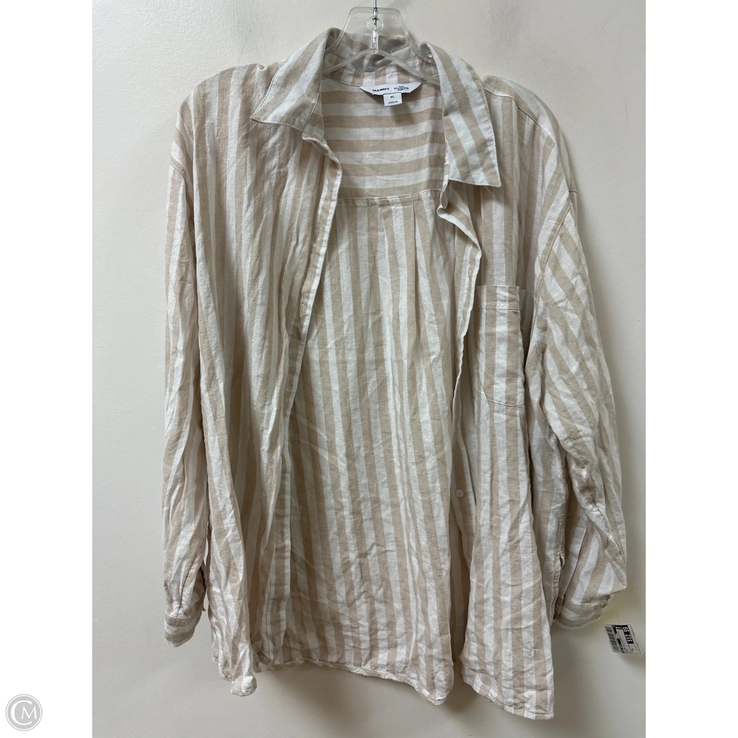 Blouse Long Sleeve By Old Navy In Cream, Size: Xl