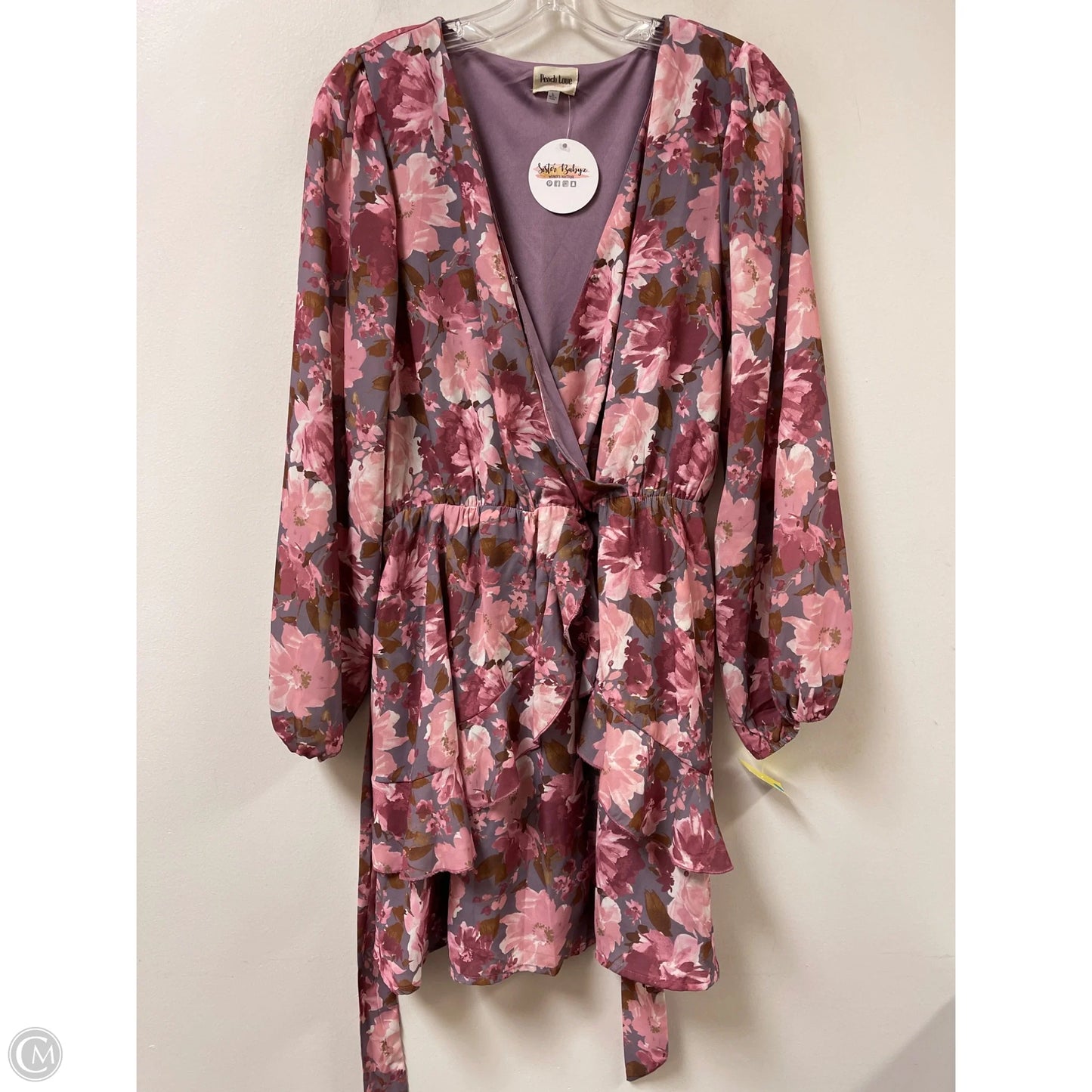 Dress Casual Short By Peach Love Cream California In Purple, Size: L