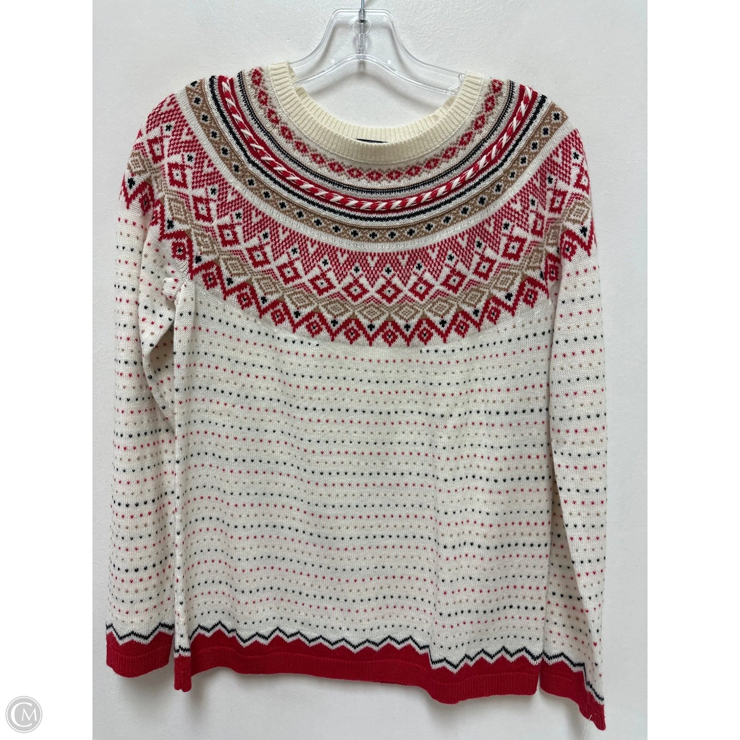 Sweater By Talbots In Red & White, Size: S