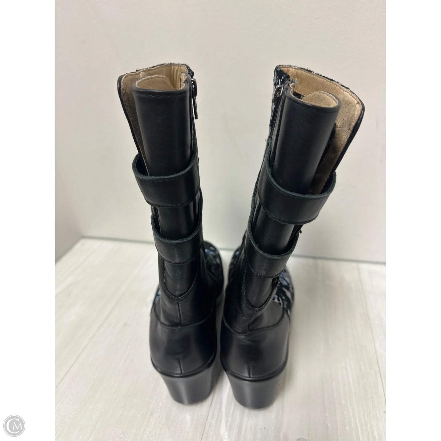 Boots Mid-calf Heels By Alegria In Black & Blue, Size: 6.5