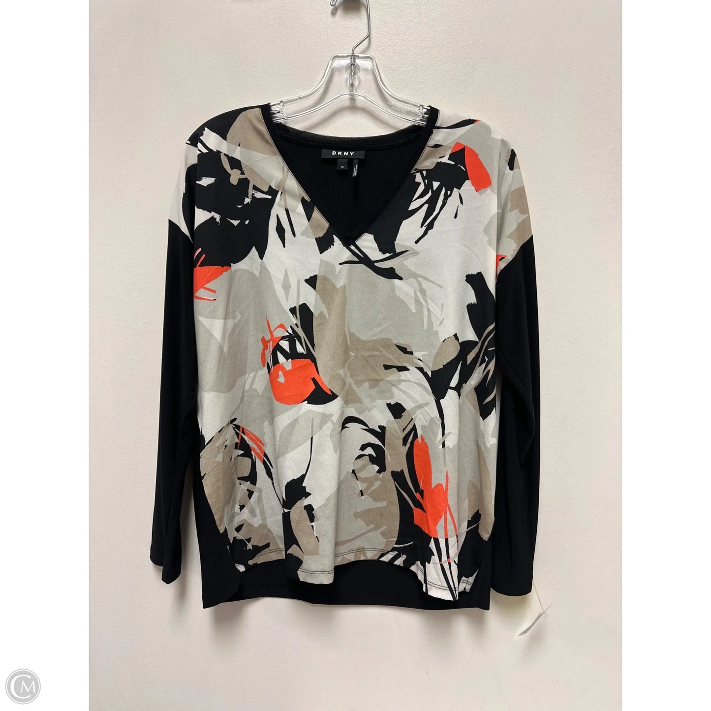 Top Long Sleeve By Dkny In Black & Cream, Size: Xs