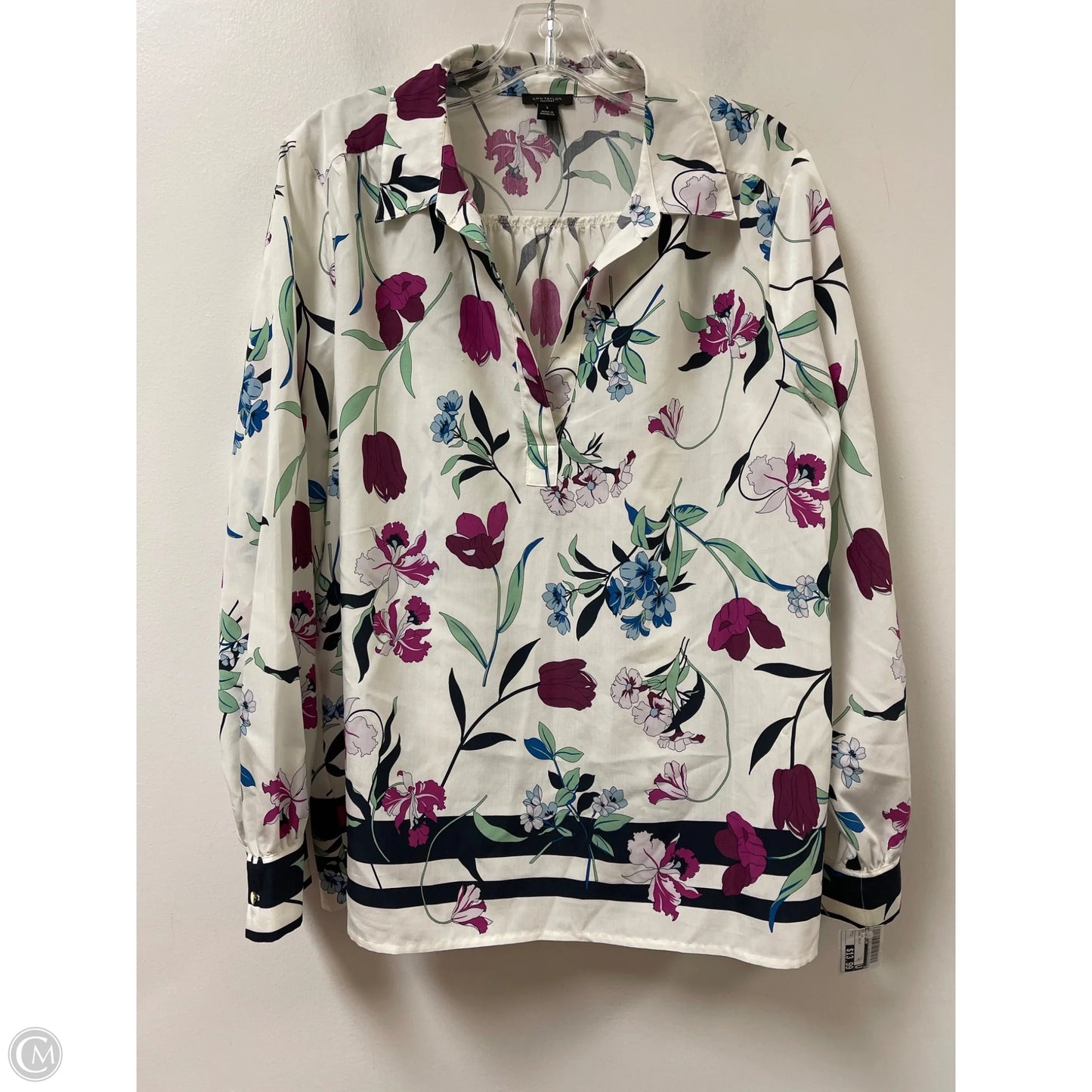 Top Long Sleeve By Ann Taylor In Floral Print, Size: L