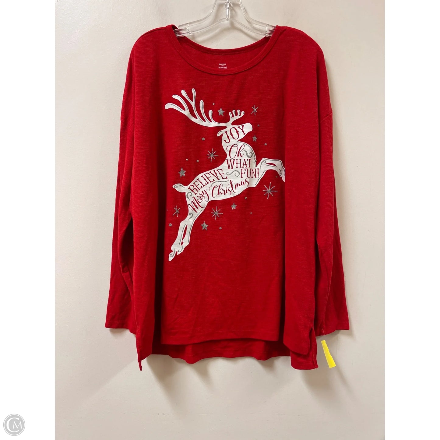 Top Long Sleeve By Holiday Time In Red, Size: 1x