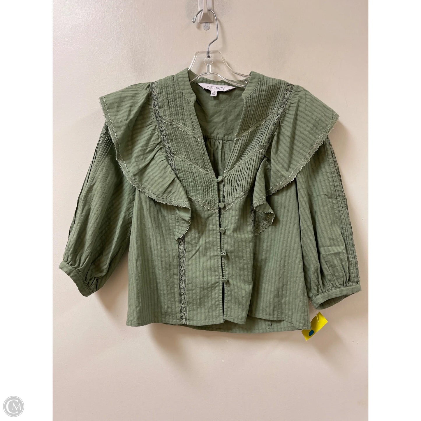 Blouse Long Sleeve By Clothes Mentor In Green, Size: Xs
