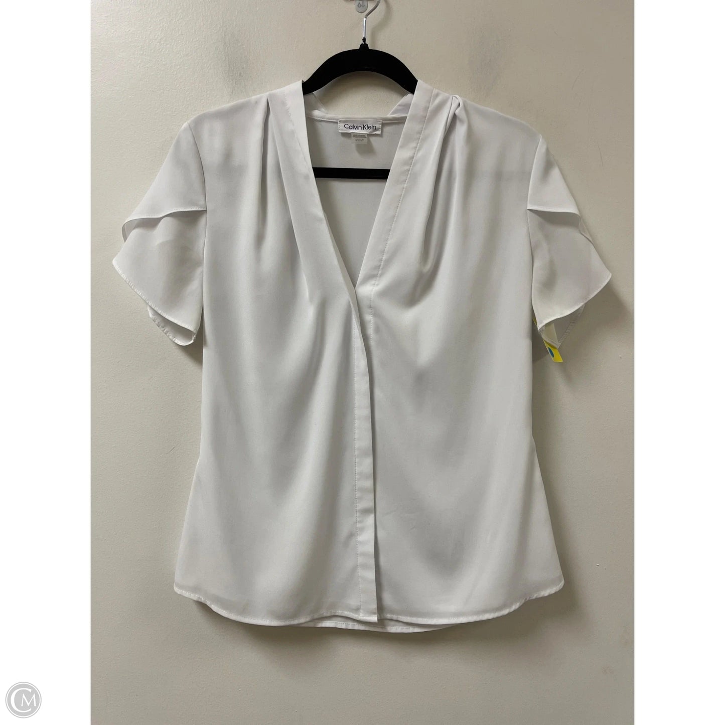 Top Short Sleeve By Calvin Klein In White, Size: S