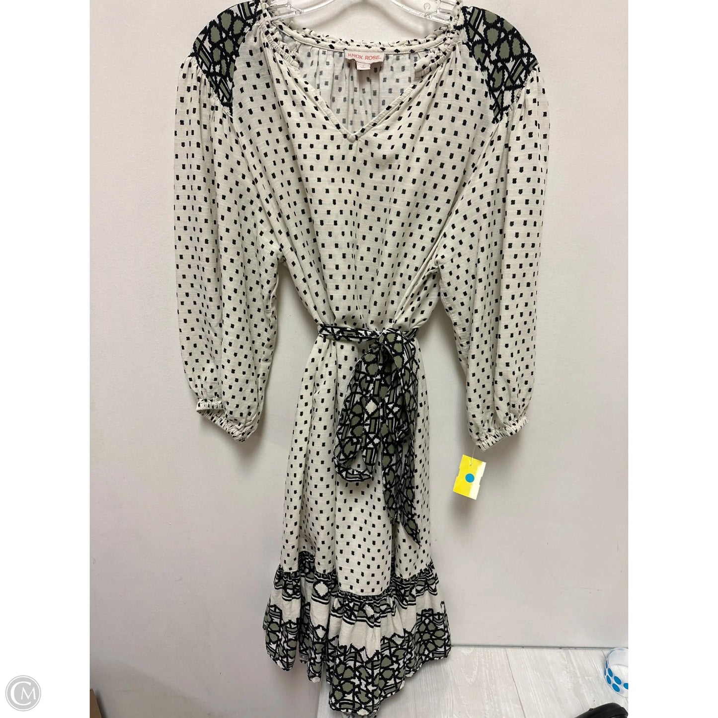 Dress Casual Midi By Knox Rose In Cream & Green, Size: S