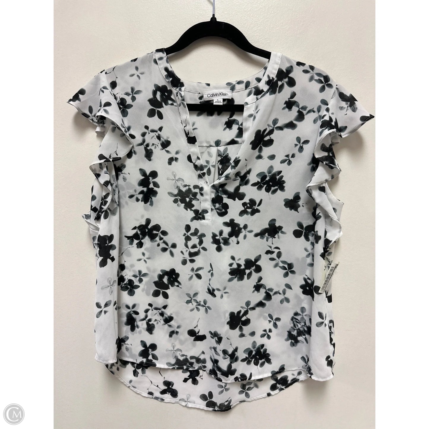 Top Short Sleeve By Calvin Klein In Floral Print, Size: L