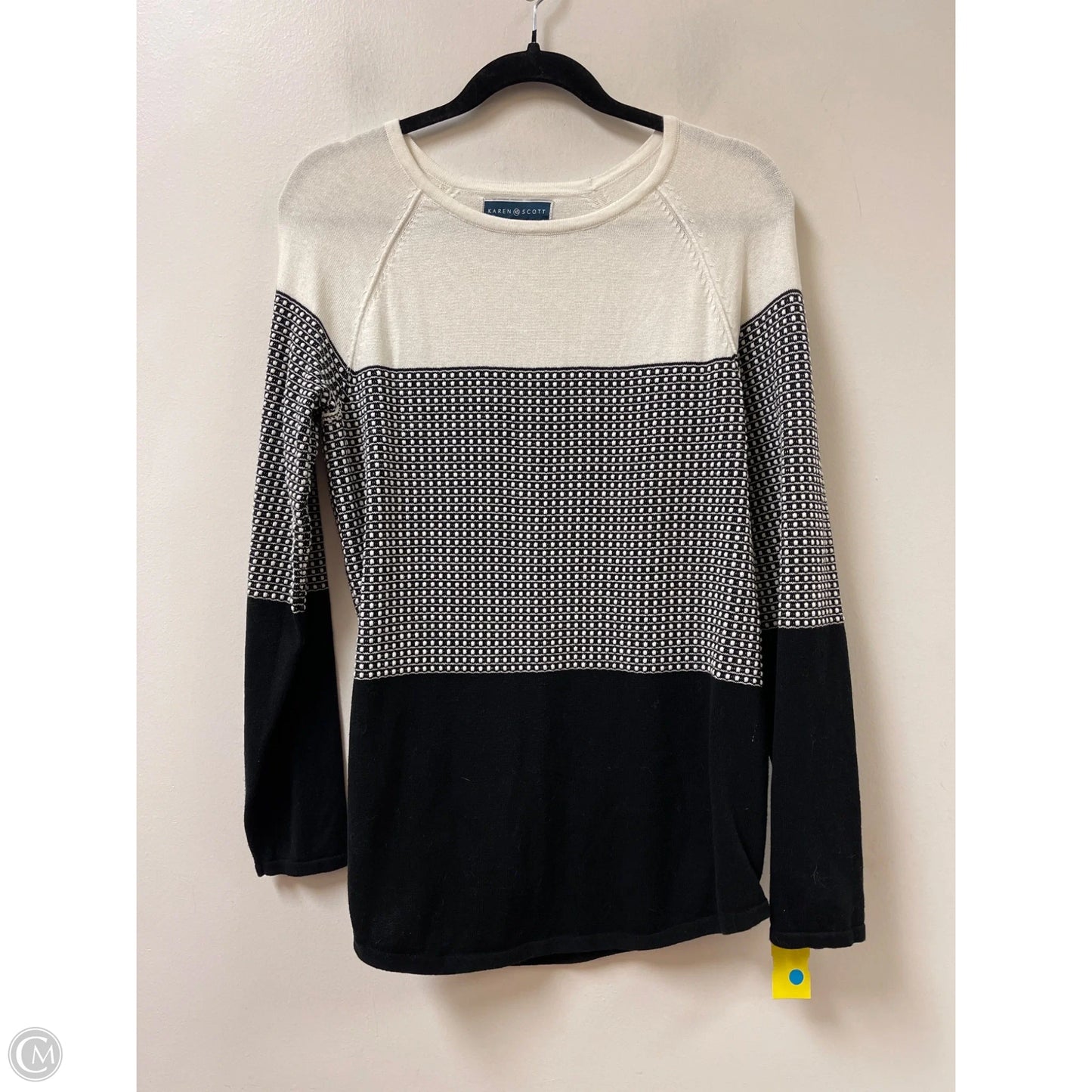 Top Long Sleeve By Karen Scott In Black & White, Size: S