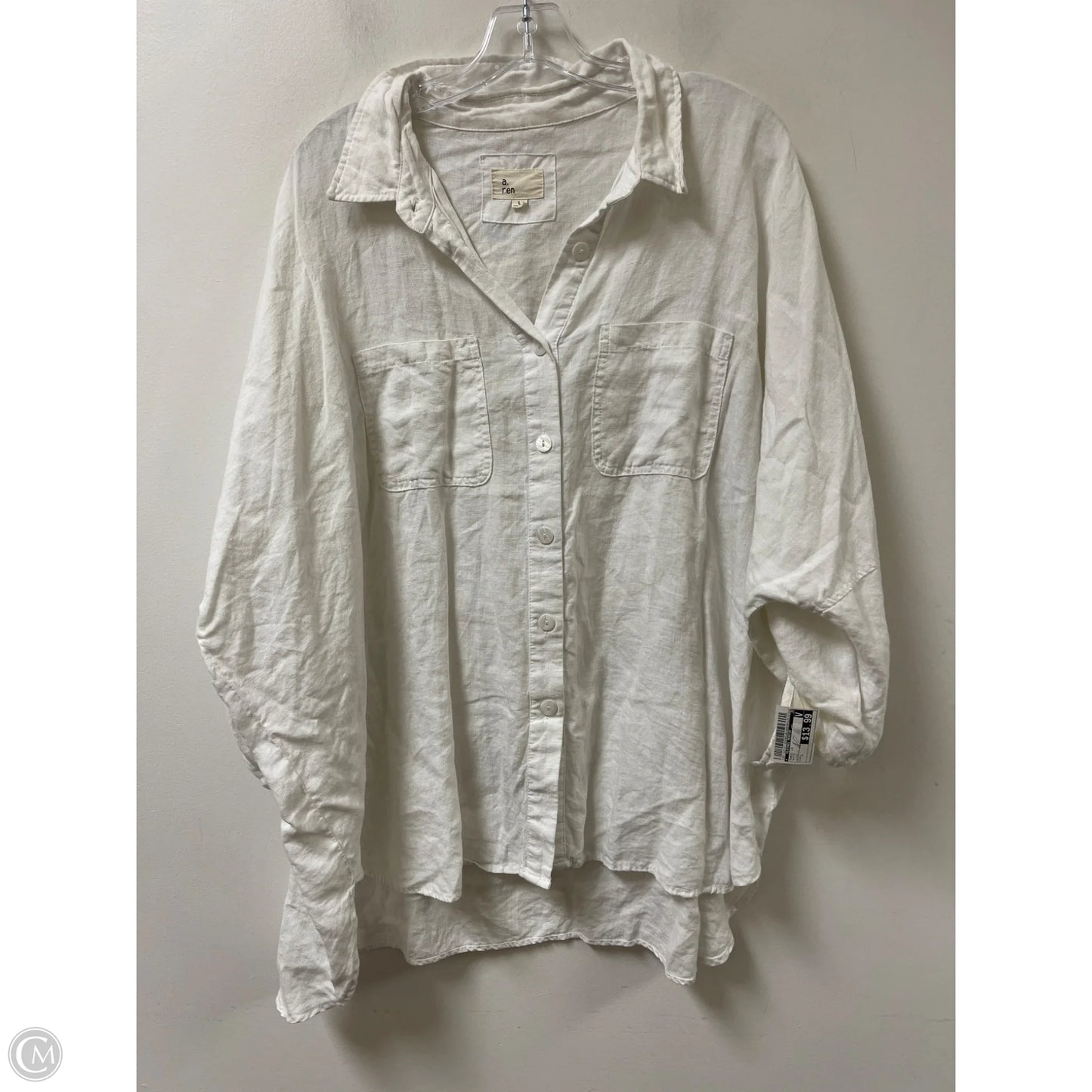 Tunic Long Sleeve By Clothes Mentor In White, Size: L