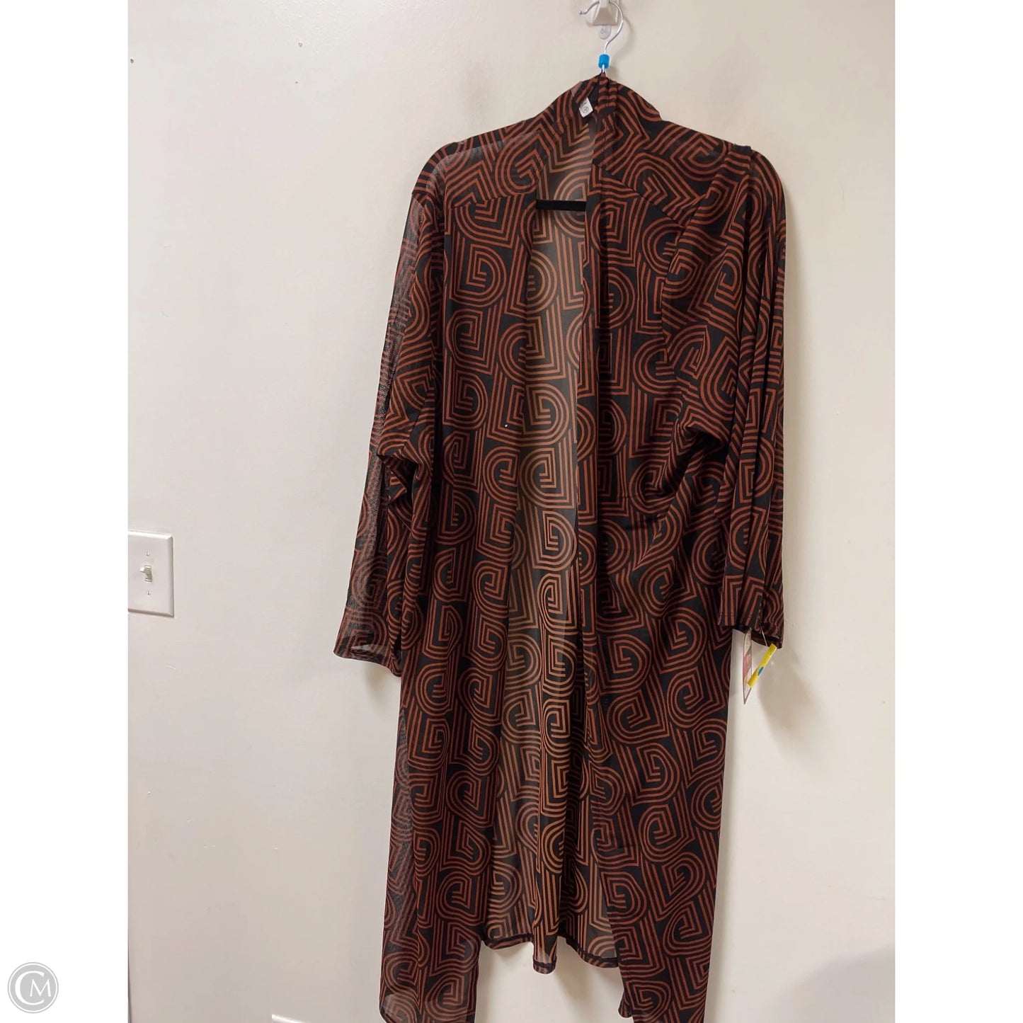 Kimono By Clothes Mentor In Brown, Size: 1x
