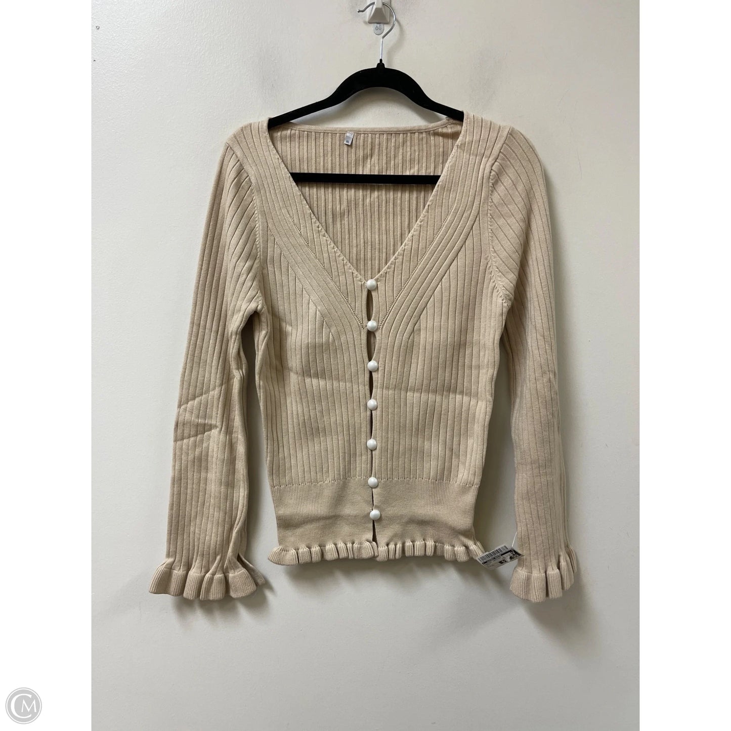 Sweater Cardigan By Clothes Mentor In Cream, Size: Xl
