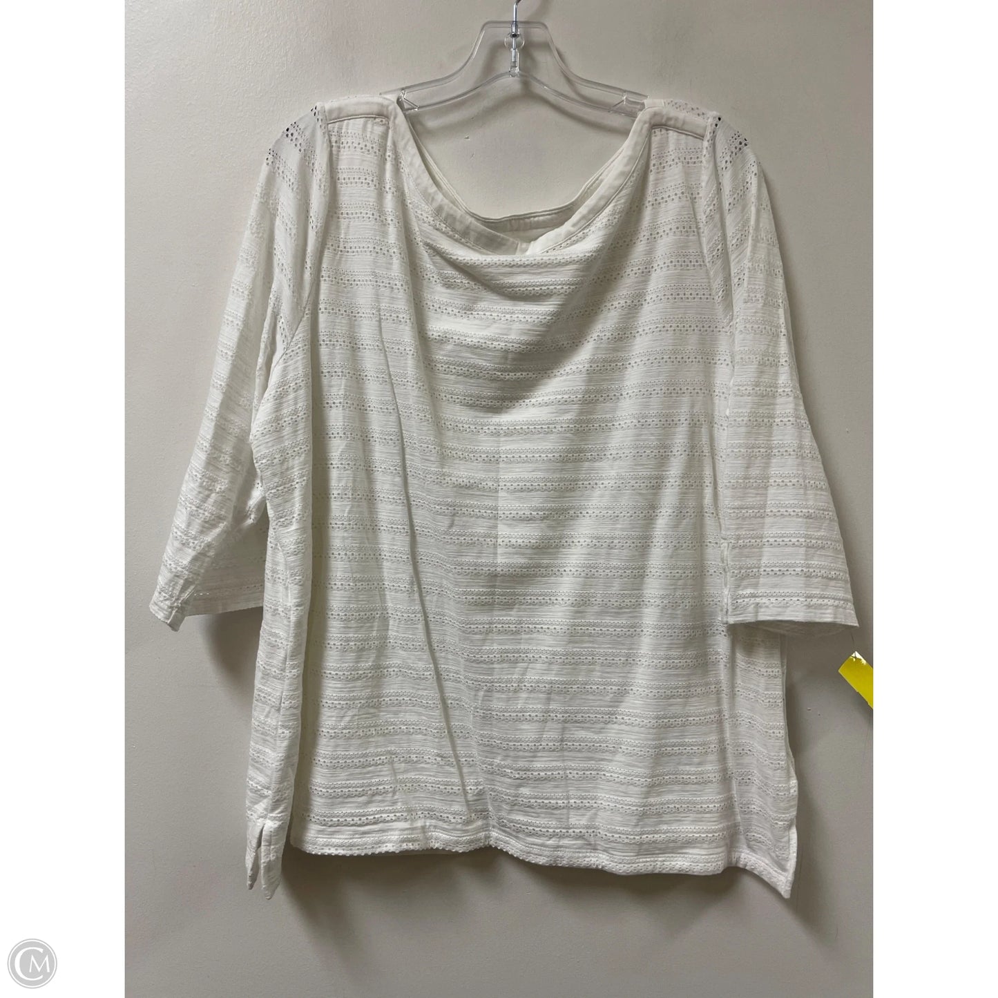 Top Long Sleeve By Talbots In White, Size: 2x