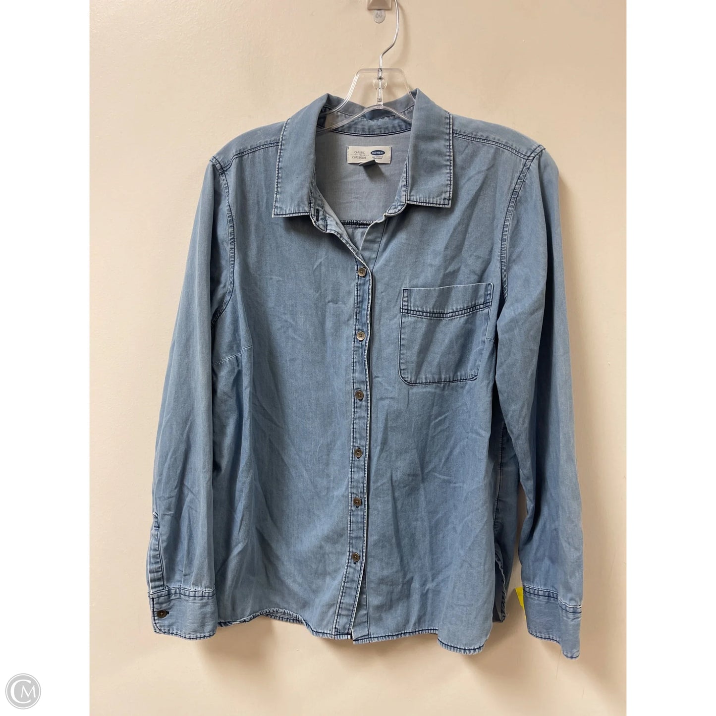 Blouse Long Sleeve By Old Navy In Blue Denim, Size: L