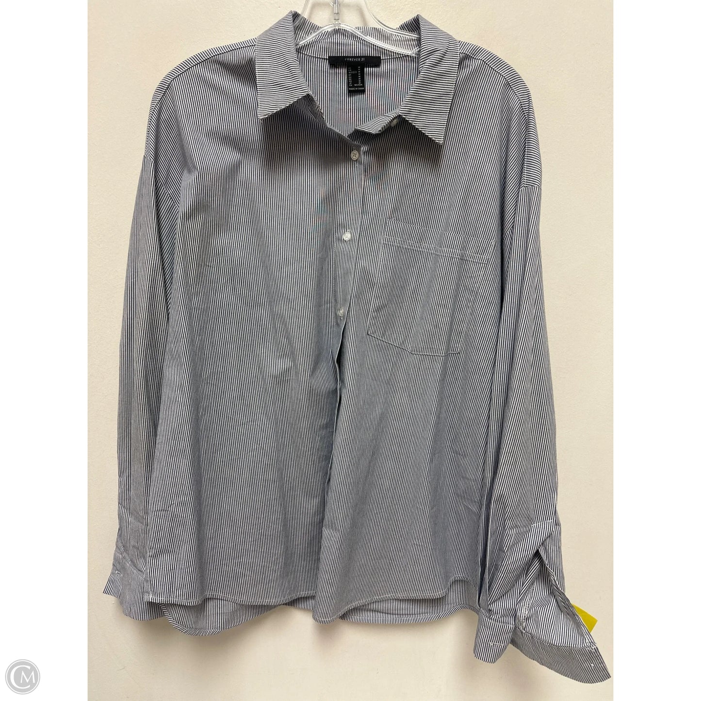 Blouse Long Sleeve By Forever 21 In Blue, Size: M