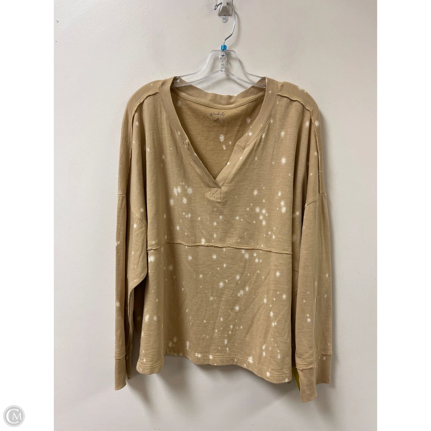 Top Long Sleeve By Wonderly In Tan, Size: 4x