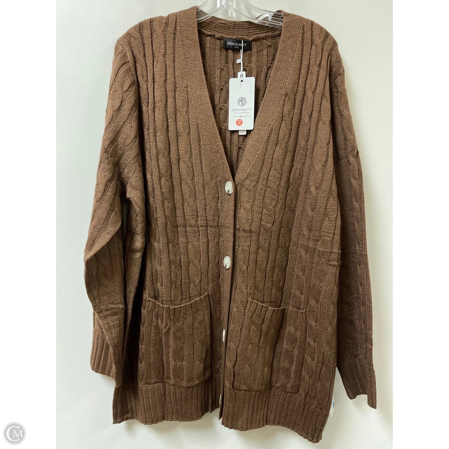 Sweater Cardigan By Merokeety In Brown, Size: 1x
