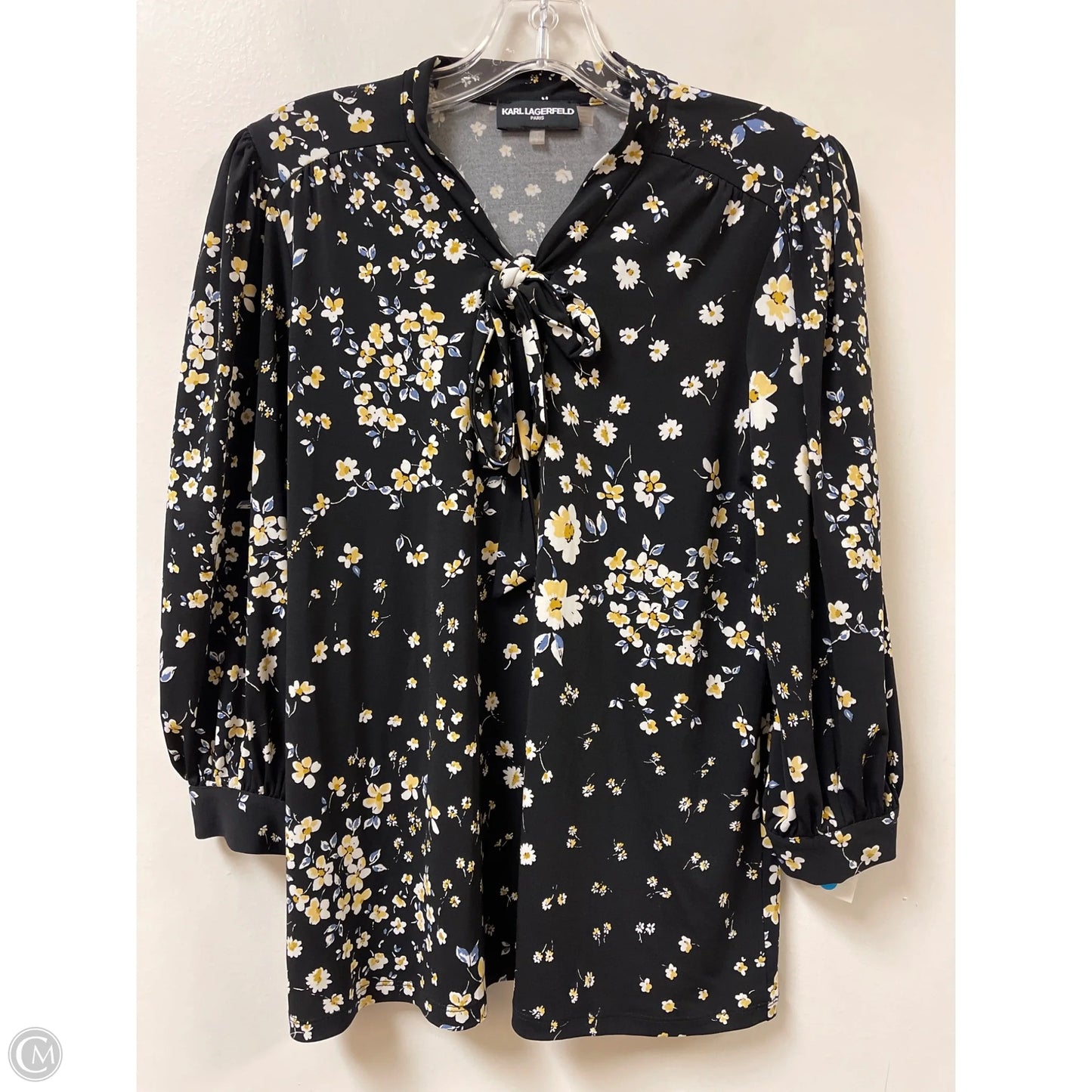 Top Long Sleeve Designer By Karl Lagerfeld In Floral Print, Size: S
