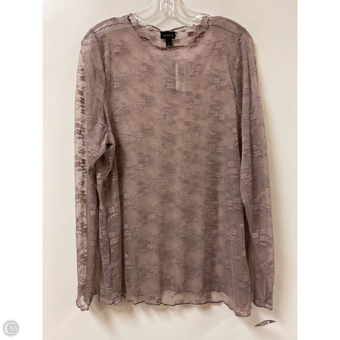 Top Long Sleeve By Torrid In Grey, Size: 1x