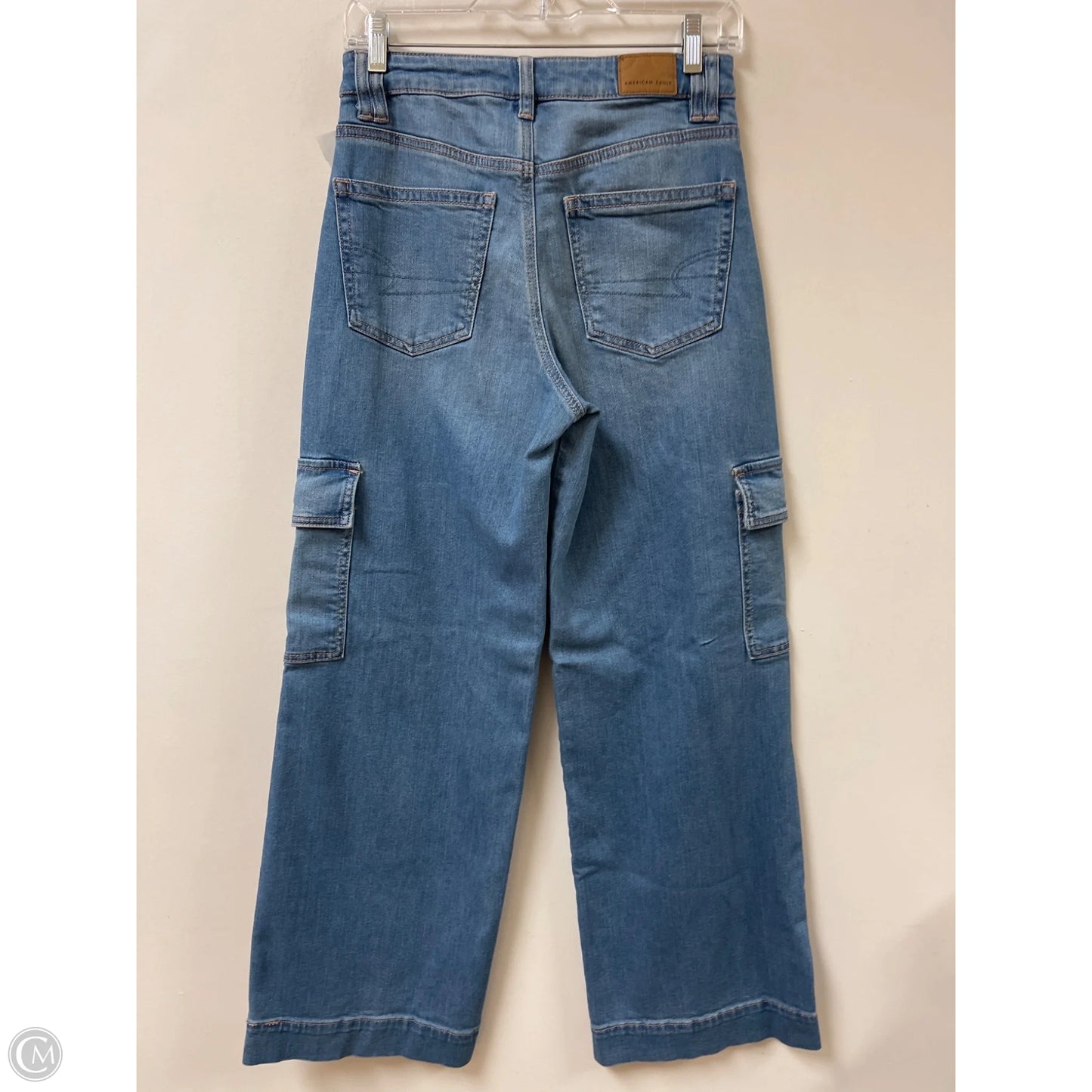 Jeans Wide Leg By American Eagle In Blue Denim, Size: 0