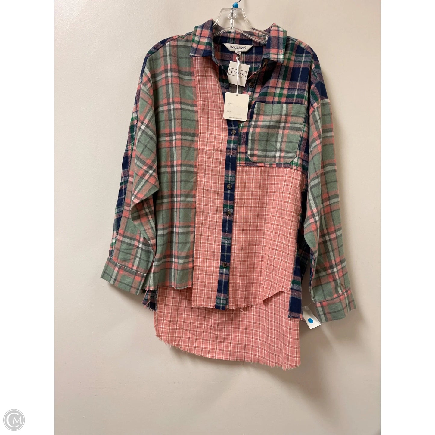 Tunic Long Sleeve By Davi & Dani In Plaid Pattern, Size: M