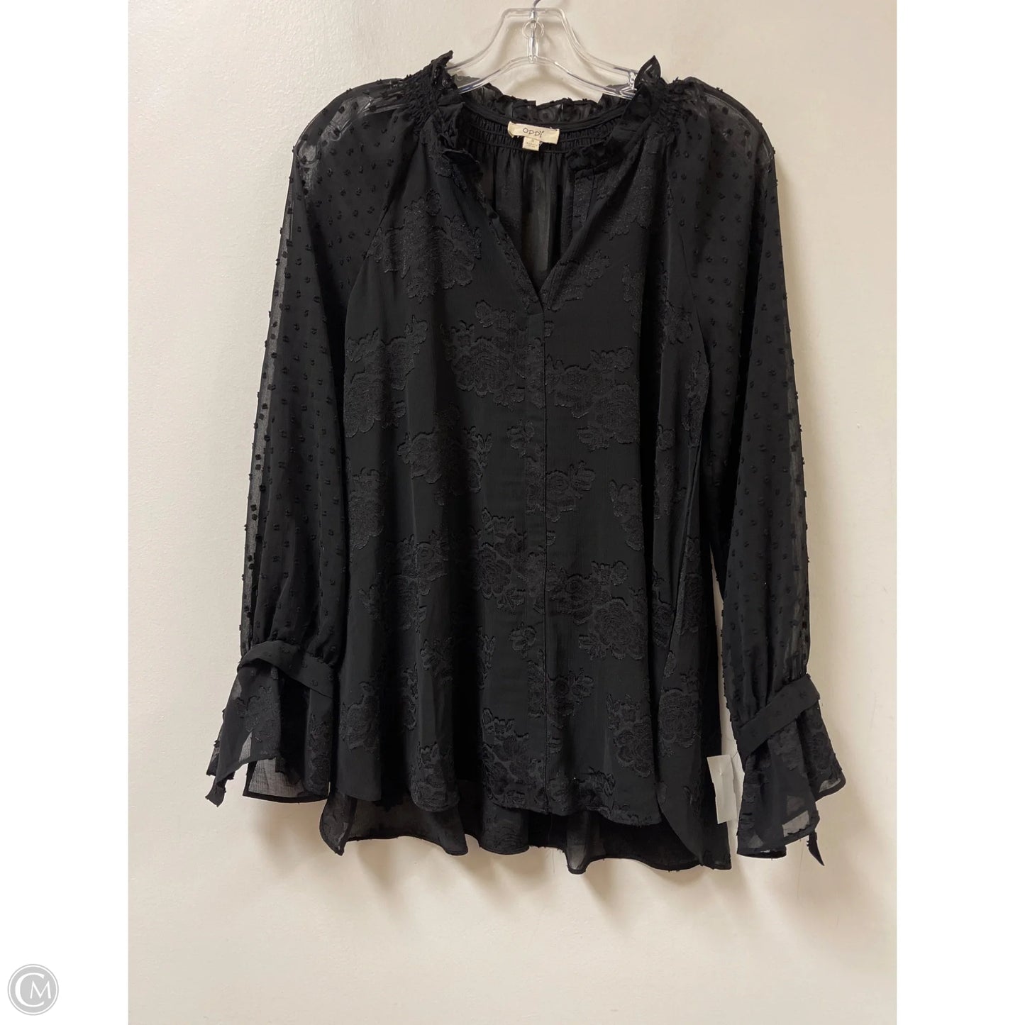 Top Long Sleeve By Oddi In Black, Size: S