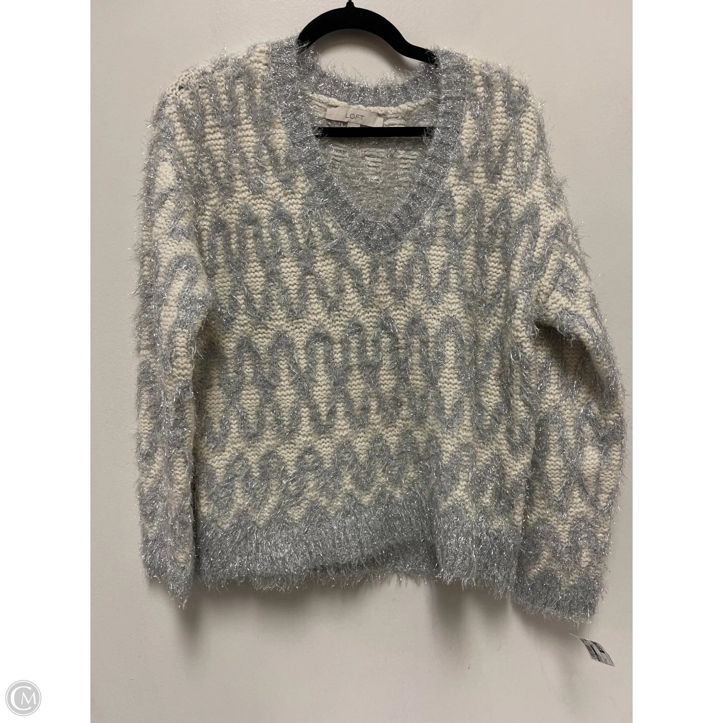 Sweater By Loft In Silver, Size: S