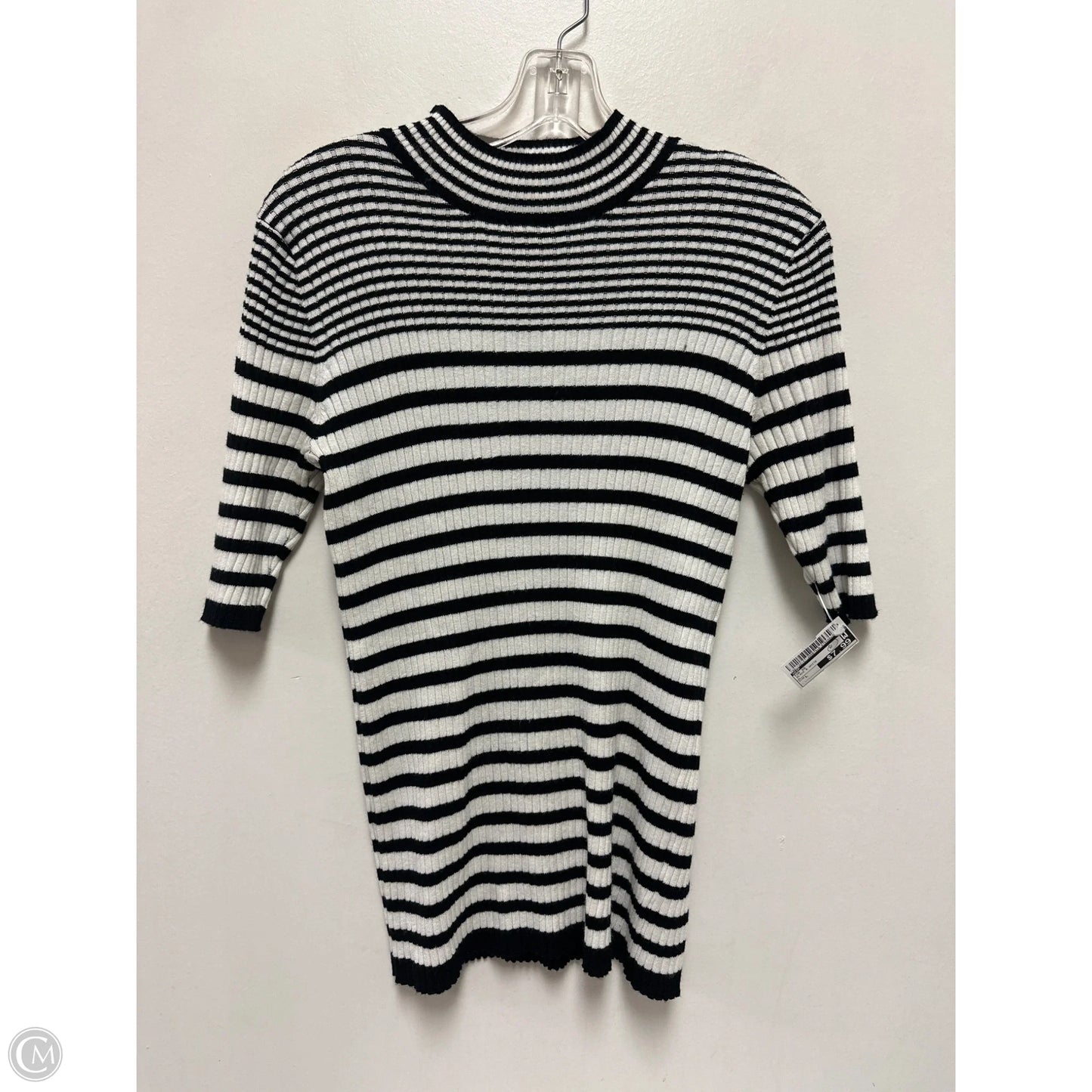 Top Short Sleeve By Dip In Black & White, Size: L